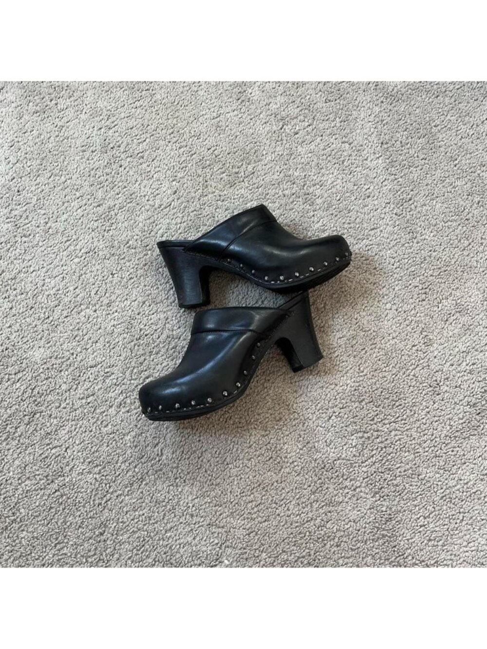 Black / Silver Studded Dansko Leather Slip On Y2K Clogs / Heels / Shoes